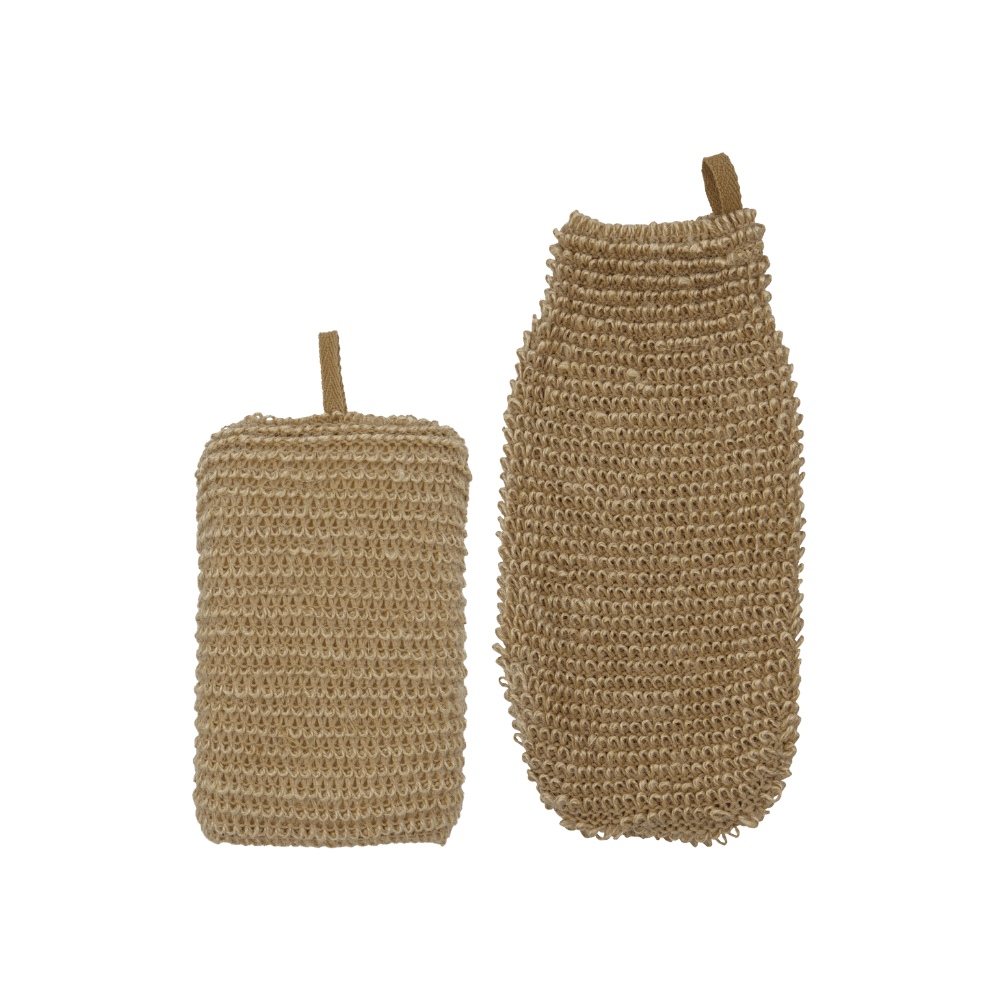 Sponge and exfoliating glove, MKJute, Nature - Image 1